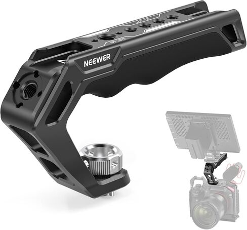 NEEWER CA007 Top Handle + MA006 Monitor Mount Set, Camera Cage Handle with 3/8" ARRI Locating + Cold Shoe Monitor Mount with 180° Tilt Damping for 5" & 7" Field Monitor Compatible with Atomos Ninja V in Saudi Arabia