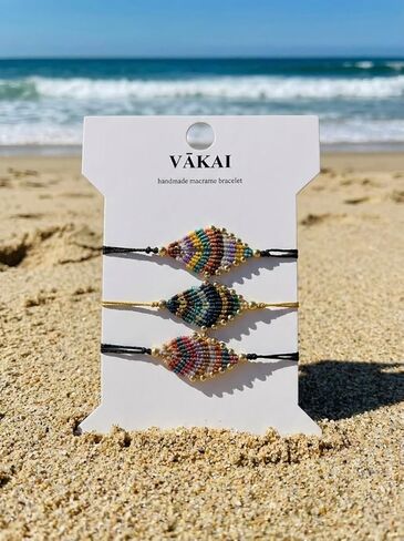 Handmade Macrame Bracelets (3 Pack) - Adjustable Woven Wristbands with Sliding Knot - Unisex Braided Friendship Bands - Surfer Beach Style (Not Elastic) in Saudi Arabia