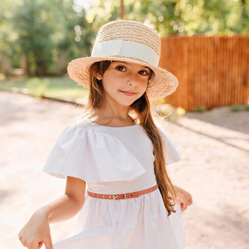 NEWITIN 5 Pieces Girls Belt Durable PU Leather Belts Metal Buckle Heart Circle Hole Youth Toddler Belt for Uniform Casual in Saudi Arabia