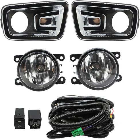Pair Fog Lights Assembly Compatible with 2017-2018 Titan & 2016-2019 Titan XD Front Fog Lamp with H11 12V 55W Bulbs and Wiring Switch Driver and Passenger Side 62257EZ02B 62256EZ02B in Saudi Arabia