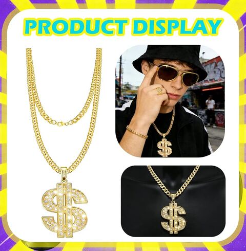 Hip Hop Costume Kit 80s 90s Rapper Accessories for Men Women Cosplay Yellow in Saudi Arabia
