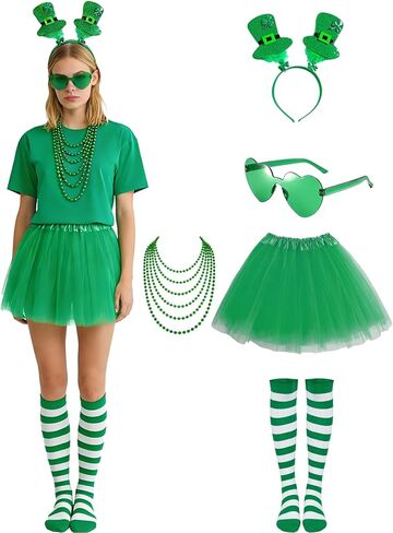 St Patricks Day Accessories for Women St Patricks Day Headband St Patricks Day Beads St Patricks Day Glasses Tutu Set in Saudi Arabia