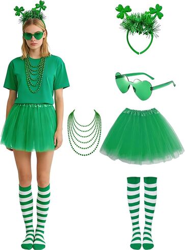 St Patricks Day Accessories for Women St Patricks Day Headband St Patricks Day Beads St Patricks Day Glasses Tutu Set in Saudi Arabia