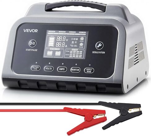VEVOR Smart Battery Charger, 30A, 6V 12V 24V LiFePO4 Lead-Acid (Gel/AGM) Lithium Car Battery Charger, with LCD Display, Trickle Charging Maintainer Desulfator, for Car, Boat, Motorcycle, Lawn Mowers in Saudi Arabia