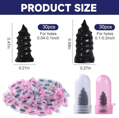 60PCS Tire Repair Rubber Nail, Rubber Vacuum Tire Repair Spiral Screws Kits, Self-Service Tire Screw Plugs Quick Repairs Tool for Car, Motorcycle, Truck, Tractor Tires Puncture Repair (60) in Saudi Arabia