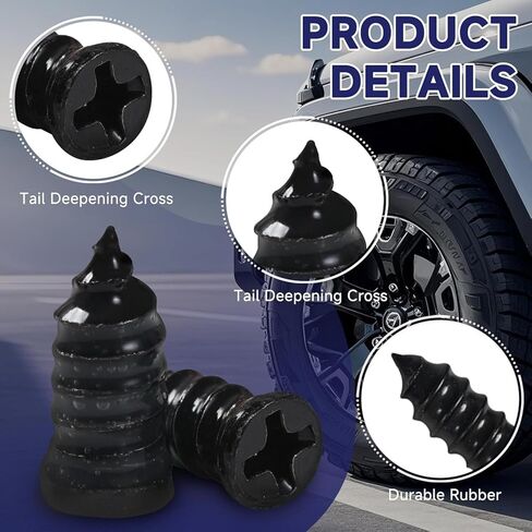 60PCS Tire Repair Rubber Nail, Rubber Vacuum Tire Repair Spiral Screws Kits, Self-Service Tire Screw Plugs Quick Repairs Tool for Car, Motorcycle, Truck, Tractor Tires Puncture Repair (60) in Saudi Arabia