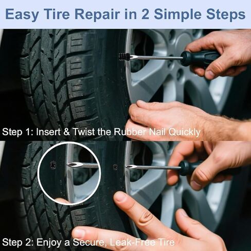 60PCS Tire Repair Rubber Nail, Rubber Vacuum Tire Repair Spiral Screws Kits, Self-Service Tire Screw Plugs Quick Repairs Tool for Car, Motorcycle, Truck, Tractor Tires Puncture Repair (60) in Saudi Arabia