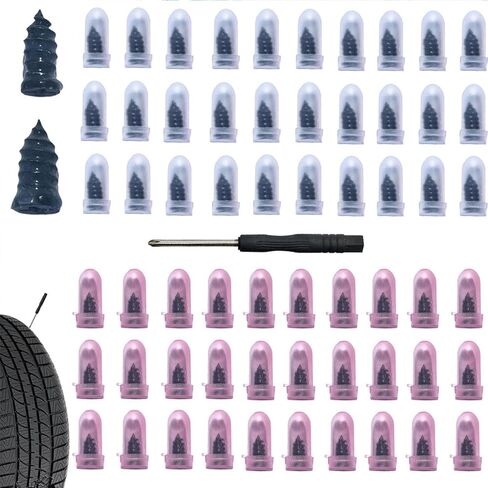 60 قطعة من الأظافر المطاطية لإصلاح الإطارات، مجموعات براغي حلزونية لإصلاح الإطارات الفراغية المطاطية، سدادات لولبية للإطارات ذاتية الخدمة، أداة إصلاح سريعة للسيارة والدراجات النارية والشاحنات وإطارات الجرارات (60) in Kuwait