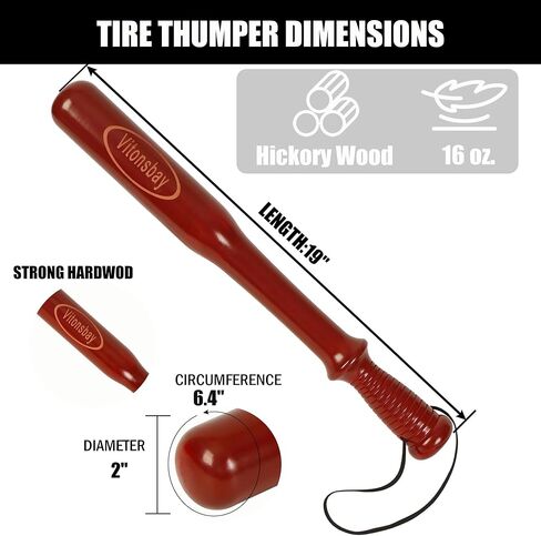 Tire Thumper for Truckers - Fish Bat Knocker - Truckers Tool for Checking Tire Pressure - Ridged Handle with Flat/Rectangular Style Soft Leather Shoelaces(1Pack) in Saudi Arabia
