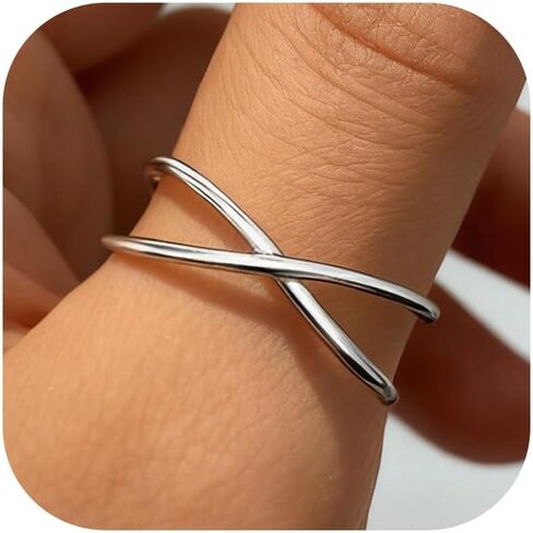 HUASAI Silver Thumb Rings for Women Knuckle Cross Rings Stackable Statement Ring Trendy Christmas Gifts Jewelry in Saudi Arabia