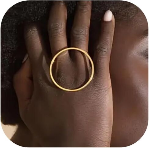 HUASAI Gold Stackable Rings for Women Chunky Statement Rings Geometric Hollow Out Circular Ring Vintage Jewelry Christmas Gifts in Saudi Arabia