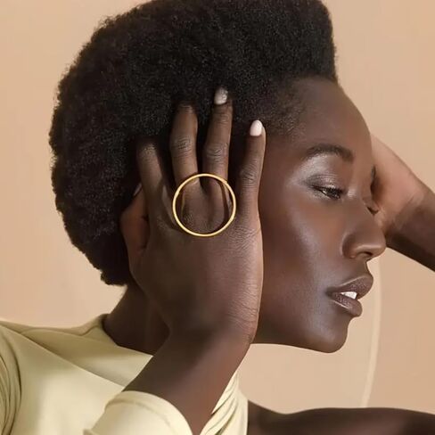 HUASAI Gold Stackable Rings for Women Chunky Statement Rings Geometric Hollow Out Circular Ring Vintage Jewelry Christmas Gifts in Saudi Arabia