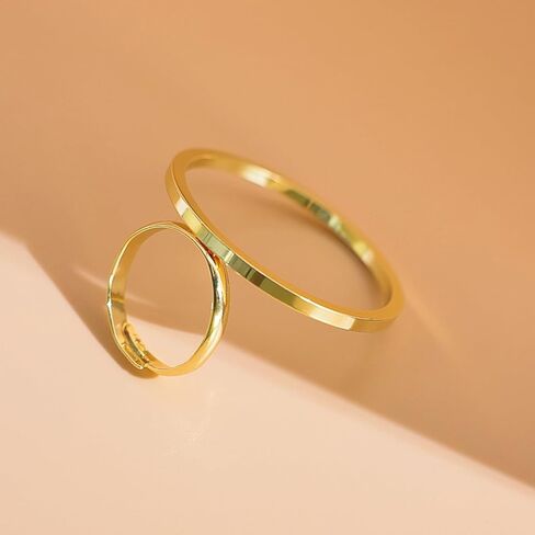 HUASAI Gold Stackable Rings for Women Chunky Statement Rings Geometric Hollow Out Circular Ring Vintage Jewelry Christmas Gifts in Saudi Arabia