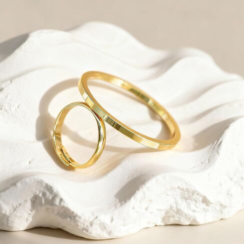 HUASAI Gold Stackable Rings for Women Chunky Statement Rings Geometric Hollow Out Circular Ring Vintage Jewelry Christmas Gifts in Saudi Arabia