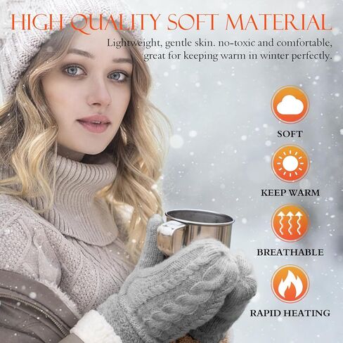 Winter Warm Mittens for Women, Cozy Thick Knitted Gloves & Mittens Warm Soft Lining Cold Weather Accessories Gifts in Saudi Arabia