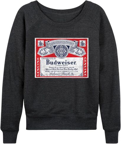 HYBRID APPAREL Budweiser - ملصق Budweiser - بلوفر نسائي فرنسي تيري بأكمام طويلة in Saudi Arabia