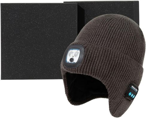 TOP-EX Oversized Fleece Lined LED Bluetooth Beanies with Ear Flap Gifts USB Rechargeable Lighted Cap Christmas Cool in Saudi Arabia