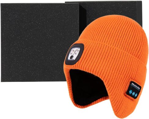 TOP-EX Oversized Fleece Lined LED Bluetooth Beanies with Ear Flap Gifts USB Rechargeable Lighted Cap Christmas Cool in Saudi Arabia