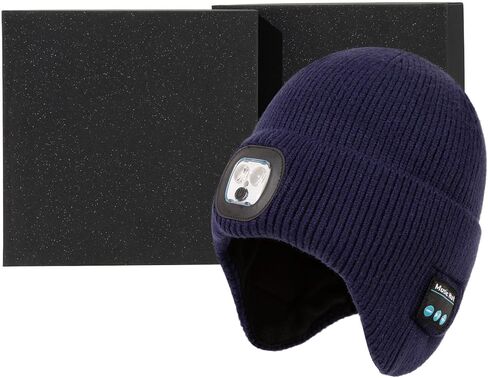 TOP-EX Oversized Fleece Lined LED Bluetooth Beanies with Ear Flap Gifts USB Rechargeable Lighted Cap Christmas Cool in Saudi Arabia