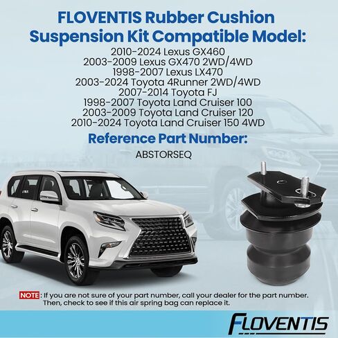طقم تعليق وسادة مطاطية قطعتين لسيارة Toyota 4Runner وLand Cruiser 100/120 وGX460 GX470 LX470 وشاحنات بيك اب OEM استبدال ABSTORSEQ طقم نوابض مساعدة مطاطية خلفية للسيارة (7X1265) in Saudi Arabia