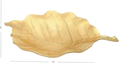 وعاء/طبق ضحل على شكل ورقة ذهبية مقاس 13 بوصة بتصميم ورقة الوريد in Kuwait