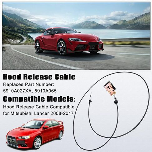 Hood Lock Release Cable Line with Handle Compatible for Mitsubishi Lancer 2008-2017 Replaces 5910A027XA 5910A065 Hood Release Cable in Saudi Arabia