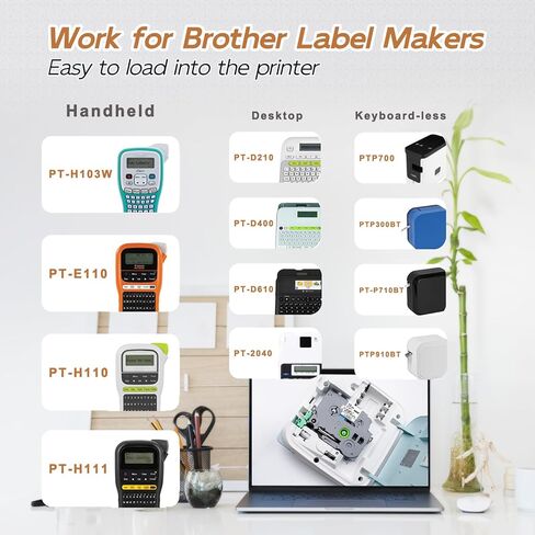 TZe-131 12 مم 0.47 شريط شفاف مصفح بديل لإعادة تعبئة صانع الملصقات Brother P Touch، شريط TZe Tz 0.13-0.47 3.5-12 مم لـ PTH110 PTD210 PT-D2040 PT-D610BT، 1/2 بوصة × 26.2 قدم، أسود على شفاف، 5 قطع in Kuwait