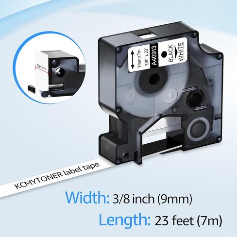 2 حزمة متوافقة مع شريط ملصقات Dymo D1 40913 S0720680 أسود على أبيض 3/8 بوصة × 23 قدم لشريط الملصقات LabelManager 160 200 210D 220P 260 in Saudi Arabia