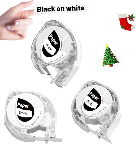 شريط ملصقات P12 متوافق مع عبوات Dymo Letratag 91330 بديل أبيض لعبوات صانع الملصقات Dymo 12 مم × 4 م (1/2 بوصة × 13 بوصة) لـ LT-100H 100T Plus 200B، 5 عبوات LT12 P12 عبوات صانع الملصقات in Kuwait
