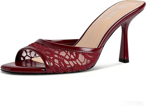 المرأة هريرة الكعوب المفتوحة تو البغال الكعوب الانزلاق على الدانتيل الكعب الصنادل فستان صيفي أحذية لحفلات الزفاف in Kuwait