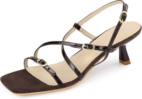 صنادل بكعب Allegra K Strappy للنساء من Slingback بمقدمة مربعة وكعب صغير in Kuwait