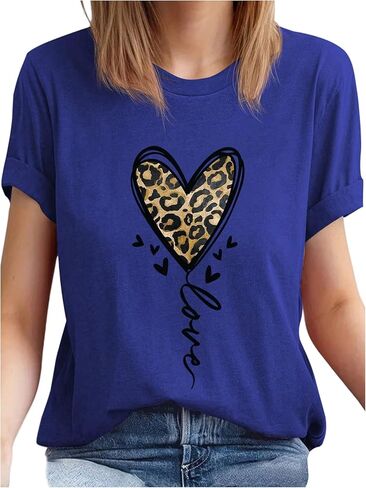 SOLY HUX Women's Plus Size Summer Tops Short Sleeve Leopard Graphic Tees Crew Neck T-Shirts in Saudi Arabia