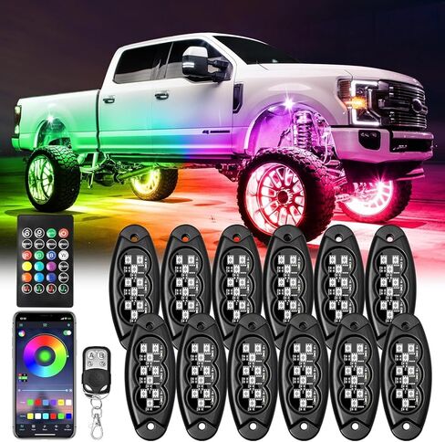 MagicRGB Rock Lights for Trucks, icicar 16 Pods LED Rock Lights for Jeep UTV ATV Smart App Control Music Sync 200 Dynamic Modes Waterproof with Dual Remotes Underglow Wireless Jeep Truck Rock Lights in Kuwait