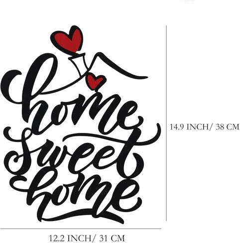 AIM & GGKK Home Sweet Home Metal Wall Art Decor - Modern Calligraphy Sign with Red Heart Accent, Versatile Wall Hanging for Living Room, Bedroom, Entryway, Kitchen & Housewarming Gift in Saudi Arabia
