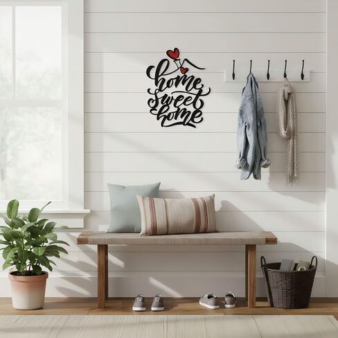 AIM & GGKK Home Sweet Home Metal Wall Art Decor - Modern Calligraphy Sign with Red Heart Accent, Versatile Wall Hanging for Living Room, Bedroom, Entryway, Kitchen & Housewarming Gift in Saudi Arabia