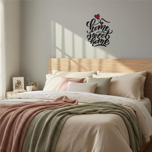 AIM & GGKK Home Sweet Home Metal Wall Art Decor - Modern Calligraphy Sign with Red Heart Accent, Versatile Wall Hanging for Living Room, Bedroom, Entryway, Kitchen & Housewarming Gift in Saudi Arabia