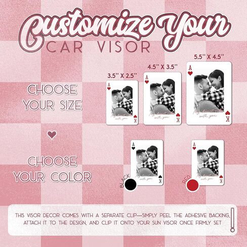 مشبك حاجب السيارة للصور الشخصية مع نمط بطاقة اللعب، خياران للألوان - 3 أحجام، ديكور حاجب الشمس لإطار صورة مخصص، هدايا عيد الحب للأزواج، هدية عيد الحب له، لها in Kuwait