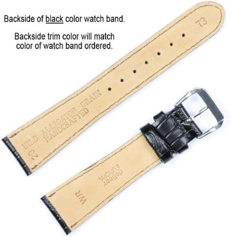 deBeer Wild Alligator Grain Watch Band-Choice of Color (Brown, Black, Havana) & Width (12mm, 14mm, 16mm, 18mm, 19mm, 20mm) in Kuwait