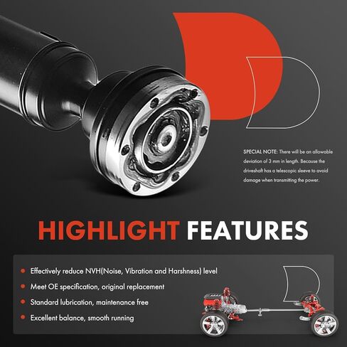 A-Premium Rear Complete Drive Shaft Prop Shaft Driveshaft Assembly Compatible with Audi S4 2010 2011 2012 2013 2014 2015 2016, V6 3.0L, [AWD Automatic Transmission], Replace# 8K0521101AA, 8K0521101G in Saudi Arabia