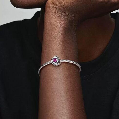 أساور PANDORA October Pink Eternity Circle Charm Charm Moments الأساور - مجوهرات نسائية مذهلة - هدية للنساء - مصنوعة من الفضة الاسترليني والكريستال الصناعي، بدون صندوق in Saudi Arabia