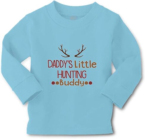 Kids Long Sleeve T Shirt Hunting Daddy's Little Hunting Buddy Hunter Dad Cotton in Saudi Arabia