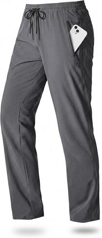 بنطال رياضي خفيف الوزن للرجال بخصر مطاطي للمشي لمسافات طويلة ومقاوم للماء وسريع الجفاف مع جيوب بسحاب in Kuwait