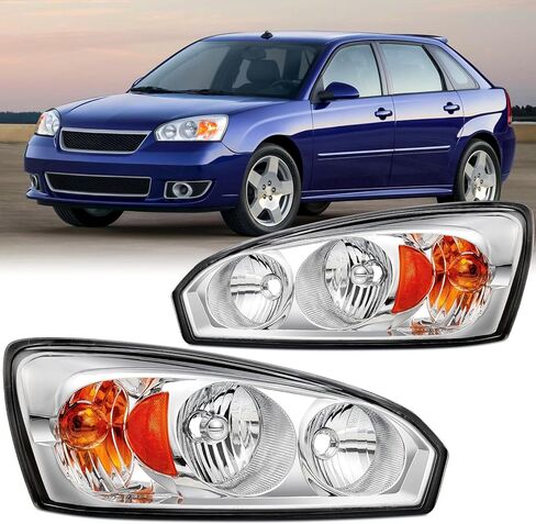 OE Style 2pcs Headlight Assembly Set For 2004 2005 2006 2007 Chevy Malibu LT LS SS Sedan/Malibu Maxx Hatchback/For 2008 Malibu Classic Replacement Headlamps Passenger Driver Chrome Housing Clear Lens in Saudi Arabia
