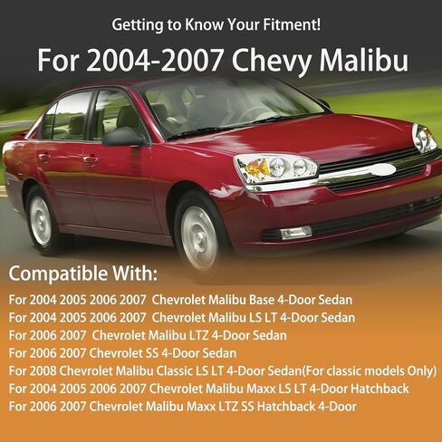 OE Style 2pcs Headlight Assembly Set For 2004 2005 2006 2007 Chevy Malibu LT LS SS Sedan/Malibu Maxx Hatchback/For 2008 Malibu Classic Replacement Headlamps Passenger Driver Chrome Housing Clear Lens in Saudi Arabia