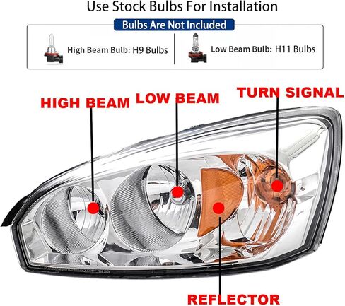 OE Style 2pcs Headlight Assembly Set For 2004 2005 2006 2007 Chevy Malibu LT LS SS Sedan/Malibu Maxx Hatchback/For 2008 Malibu Classic Replacement Headlamps Passenger Driver Chrome Housing Clear Lens in Saudi Arabia