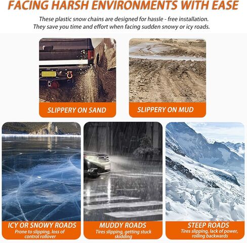 Anti-Skid Snow Tire Chains for Tesla Model 3 Model S Model Y Model X, Adjustable Plastic Anti-Skid Ties, Reusable Snow Zip Ties Traction Cables for Snow Ice Mud,10pcs in Saudi Arabia