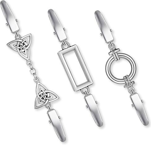 3 مشابك سترة كلاسيكية - مشبك للسترة، دبوس الشال وظهر الفستان، بروش تثبيت ملابس قابل للتعديل للنساء in Kuwait