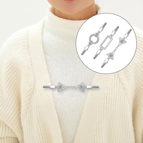 3 مشابك سترة كلاسيكية - مشبك للسترة، دبوس الشال وظهر الفستان، بروش تثبيت ملابس قابل للتعديل للنساء in Kuwait