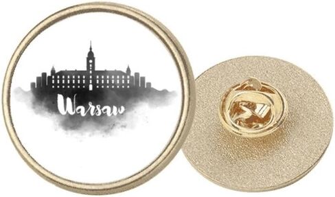 وارسو بولندا معلم الحبر مدينة جولة معدنية ذهبية دبوس بروش كليب in Kuwait