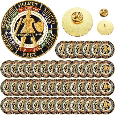 Landical Put on the Whole Armour of God Lapel Pins 1.18 Inch Gold Religious Brooches Christian Pins Bulk for Men Women in Saudi Arabia